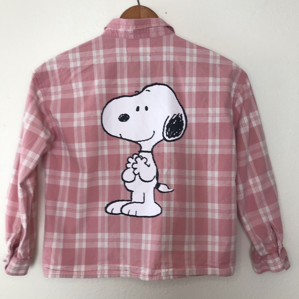 Zara Peanuts | 100% Cotton Plaid Button Down Tie Front Shirt, 9 Years Girls Pink